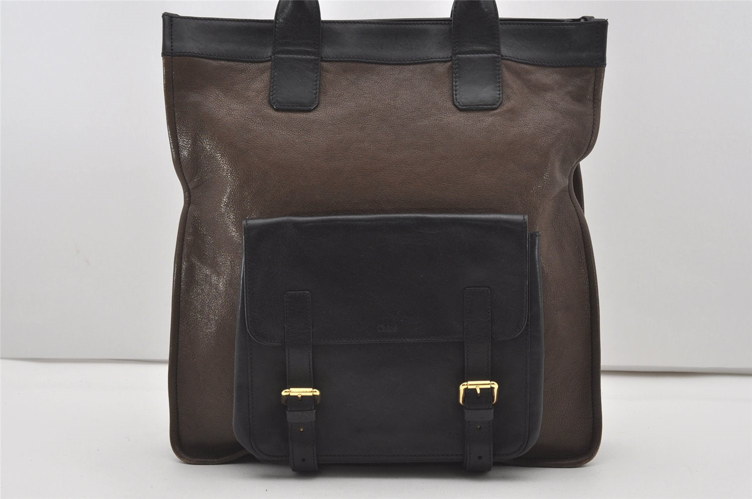 Authentic Chloe Vintage Shoulder Tote Bag Leather Brown 9551I