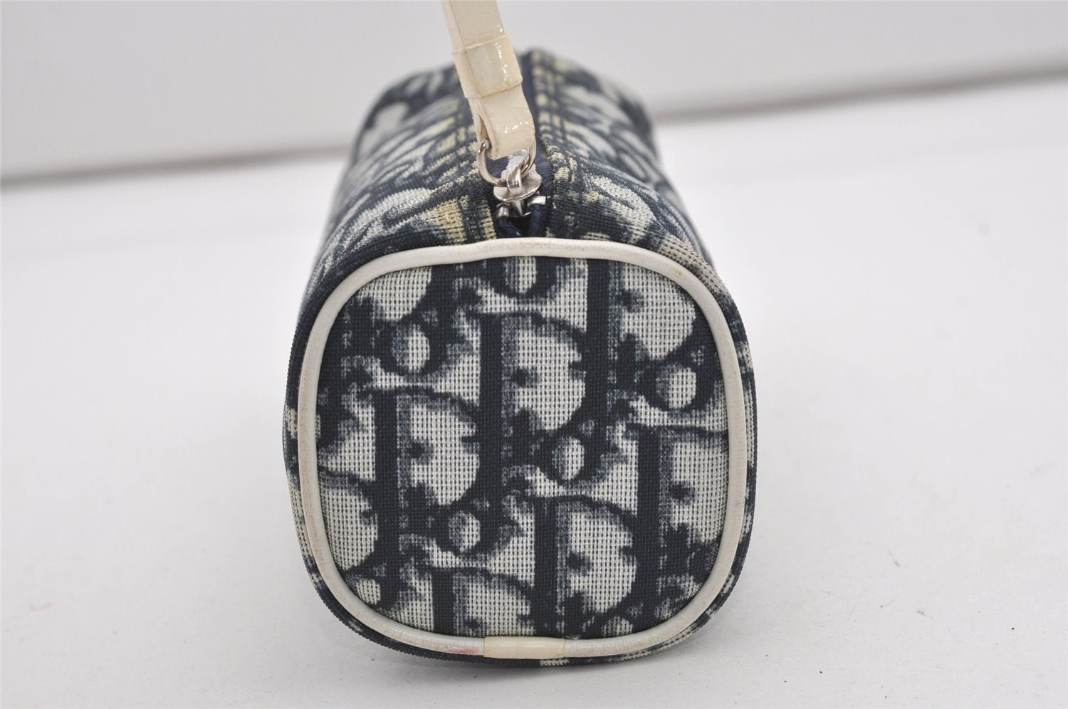 Authentic Christian Dior Vintage Trotter No.2 Pouch Purse PVC Enamel Blue 9553I