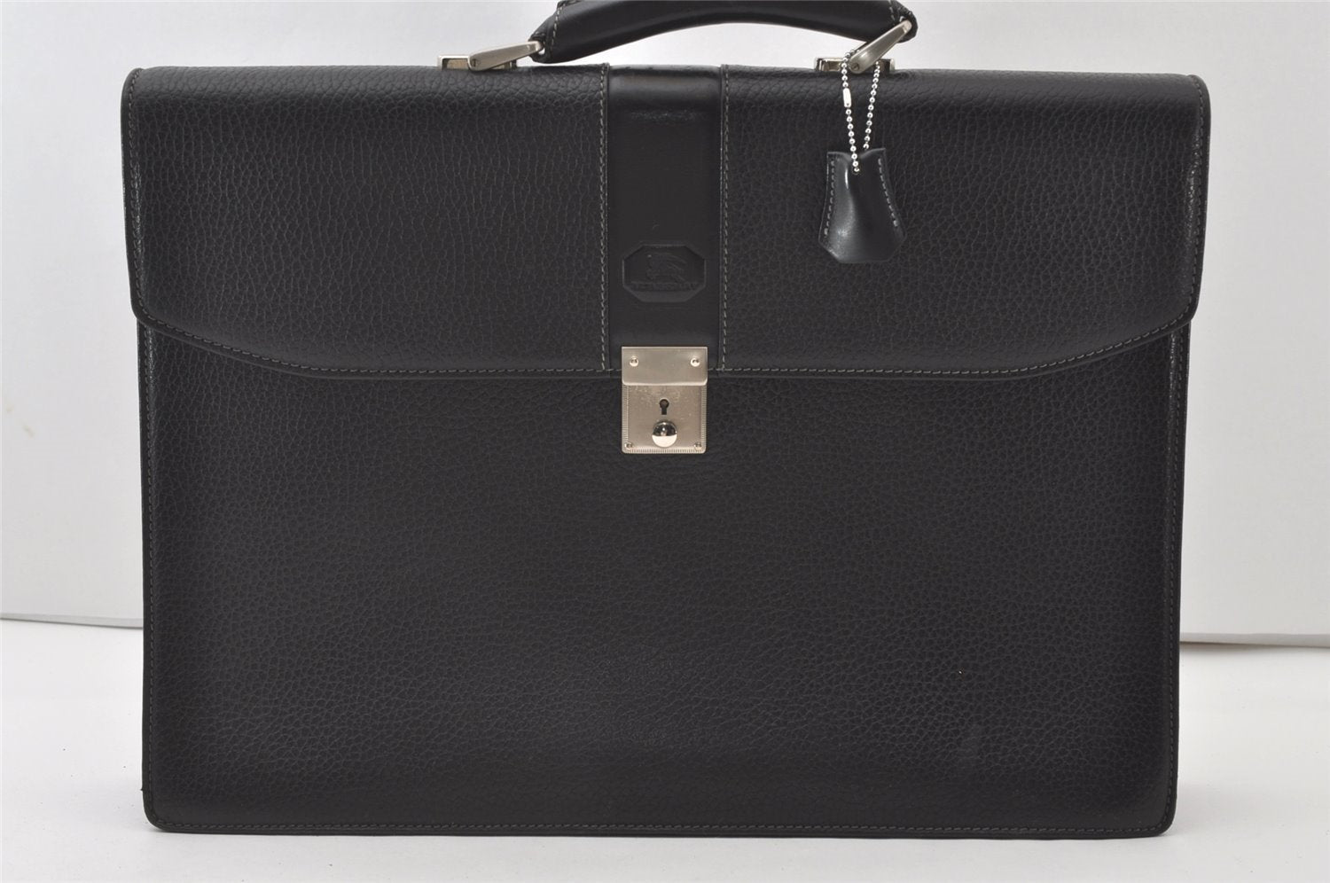 Authentic BURBERRY Vintage Leather Briefcase Business Bag Black 9555I