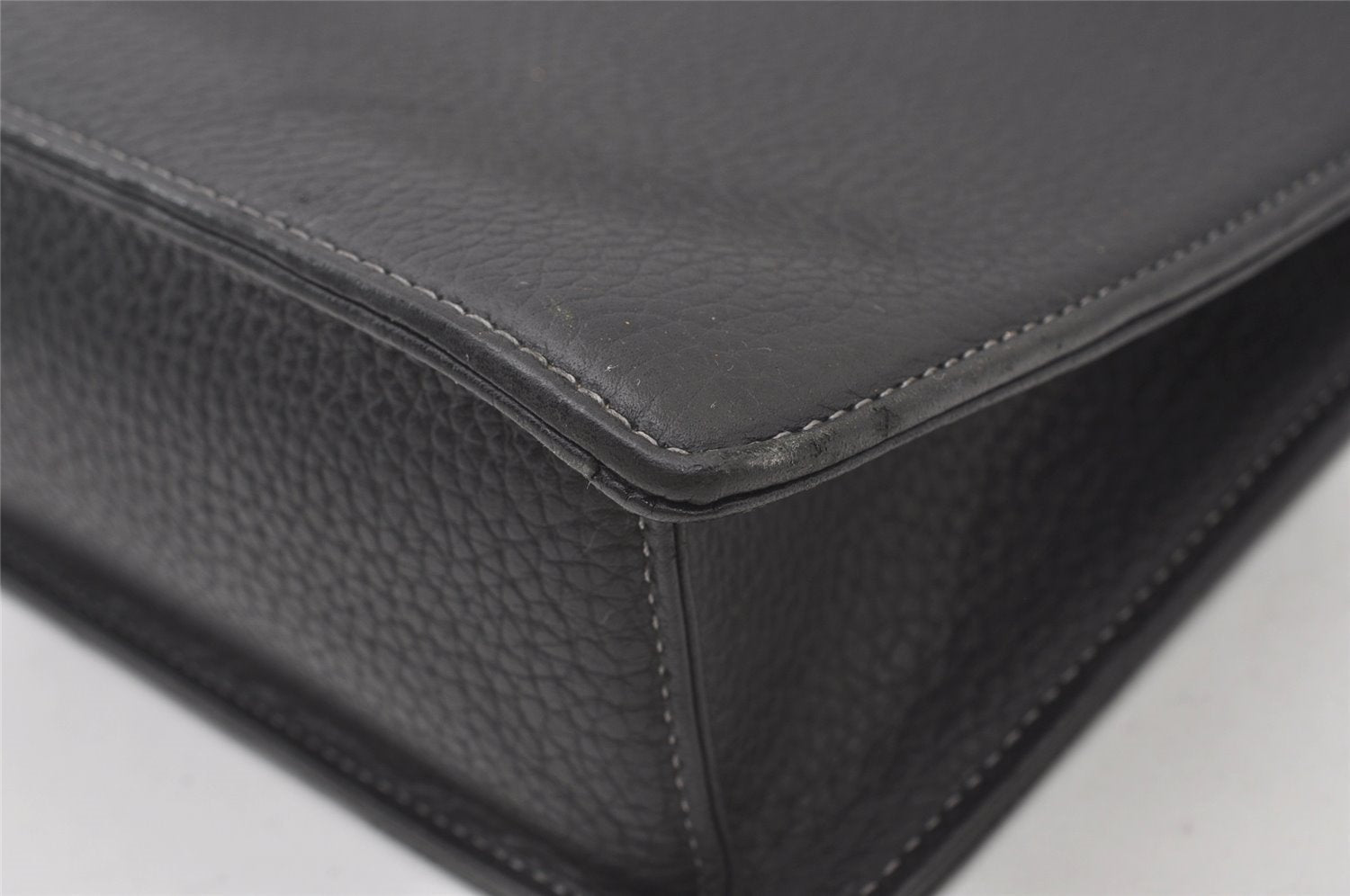 Authentic BURBERRY Vintage Leather Briefcase Business Bag Black 9555I