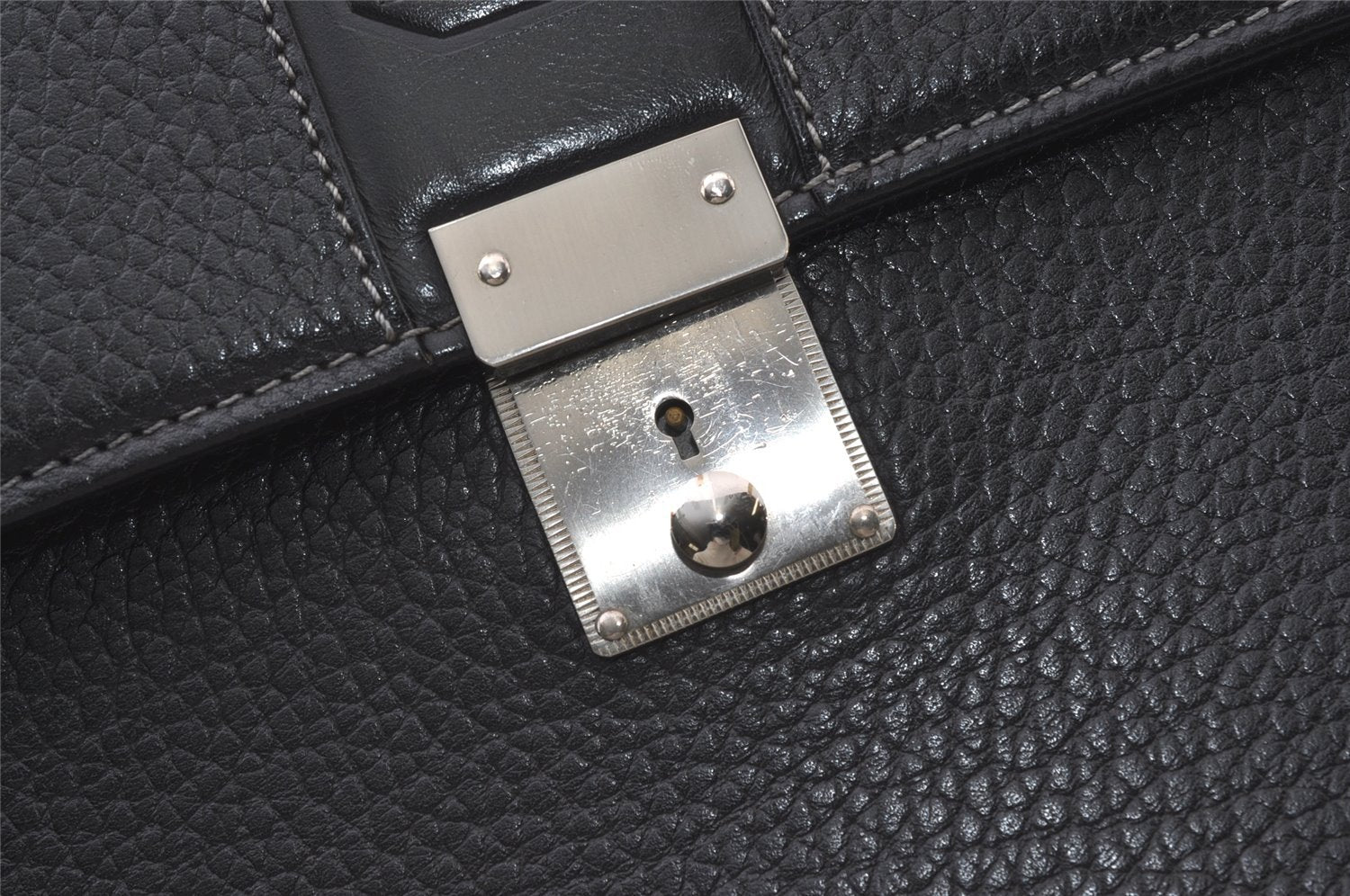 Authentic BURBERRY Vintage Leather Briefcase Business Bag Black 9555I
