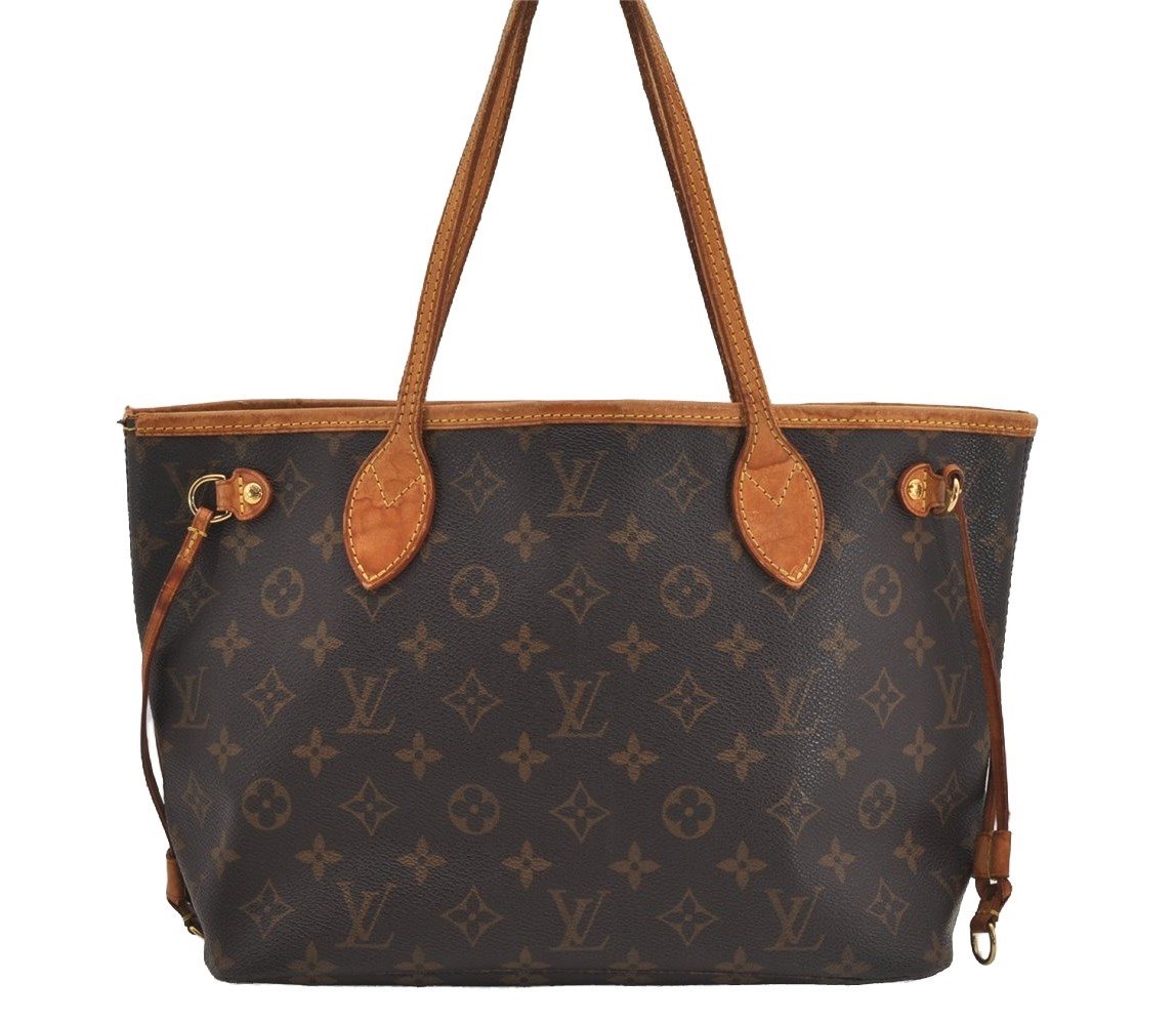 Authentic Louis Vuitton Monogram Neverfull PM Shoulder Tote Bag M40155 LV 9556I