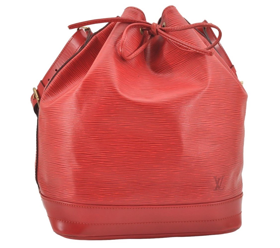 Authentic Louis Vuitton Epi Noe Shoulder Drawstring Bag Red M44007 LV 9558I