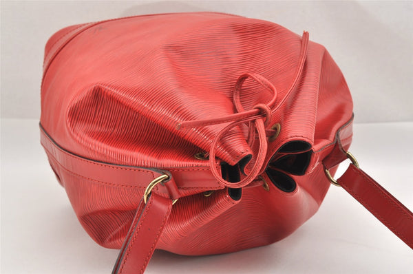 Authentic Louis Vuitton Epi Noe Shoulder Drawstring Bag Red M44007 LV 9558I