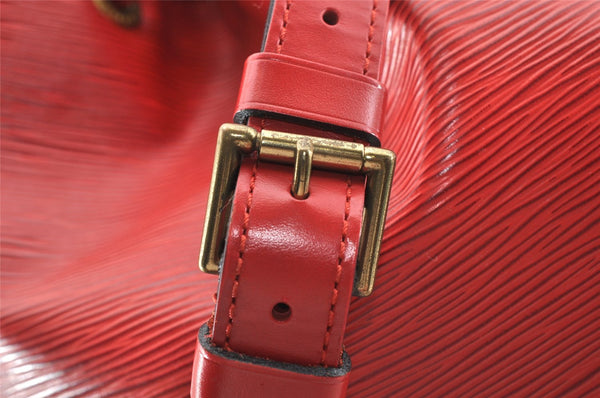Authentic Louis Vuitton Epi Noe Shoulder Drawstring Bag Red M44007 LV 9558I