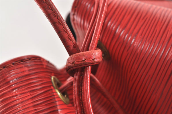 Authentic Louis Vuitton Epi Noe Shoulder Drawstring Bag Red M44007 LV 9558I