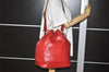 Authentic Louis Vuitton Epi Noe Shoulder Drawstring Bag Red M44007 LV 9558I