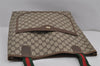 Authentic GUCCI Web Sherry Line Shoulder Tote Bag GG PVC Leather Brown 9559J