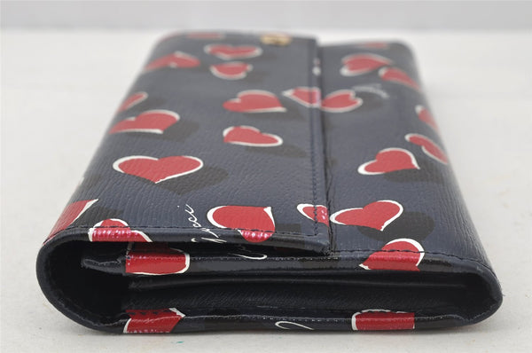 Authentic GUCCI Heart Beat Long Wallet Purse Leather 309702 Navy Blue 9561I