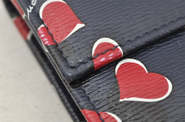 Authentic GUCCI Heart Beat Long Wallet Purse Leather 309702 Navy Blue 9561I