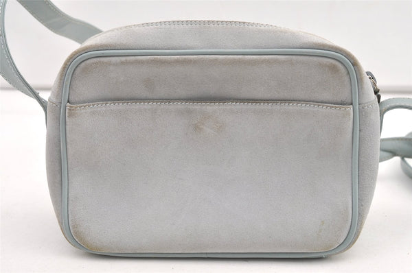 Authentic GUCCI Horsebit Shoulder Cross Bag Suede Leather Light Blue Junk 9562J