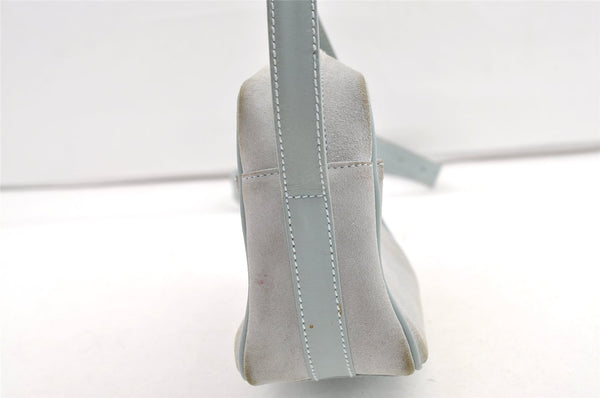 Authentic GUCCI Horsebit Shoulder Cross Bag Suede Leather Light Blue Junk 9562J