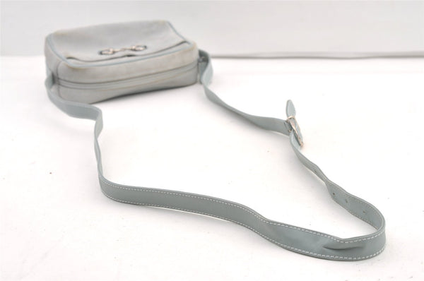 Authentic GUCCI Horsebit Shoulder Cross Bag Suede Leather Light Blue Junk 9562J