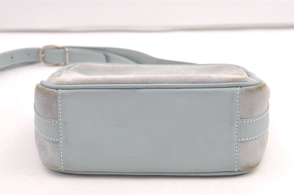 Authentic GUCCI Horsebit Shoulder Cross Bag Suede Leather Light Blue Junk 9562J