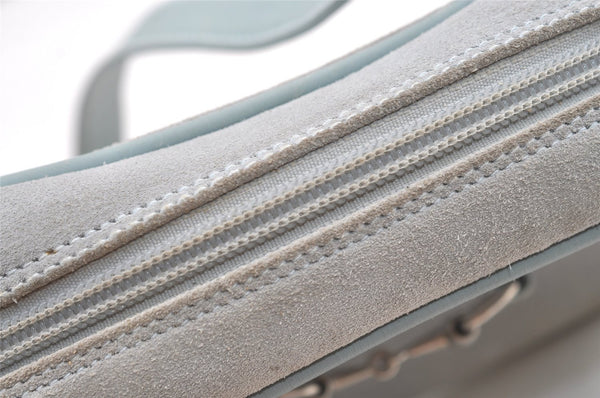 Authentic GUCCI Horsebit Shoulder Cross Bag Suede Leather Light Blue Junk 9562J