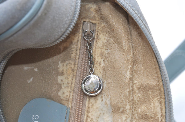 Authentic GUCCI Horsebit Shoulder Cross Bag Suede Leather Light Blue Junk 9562J