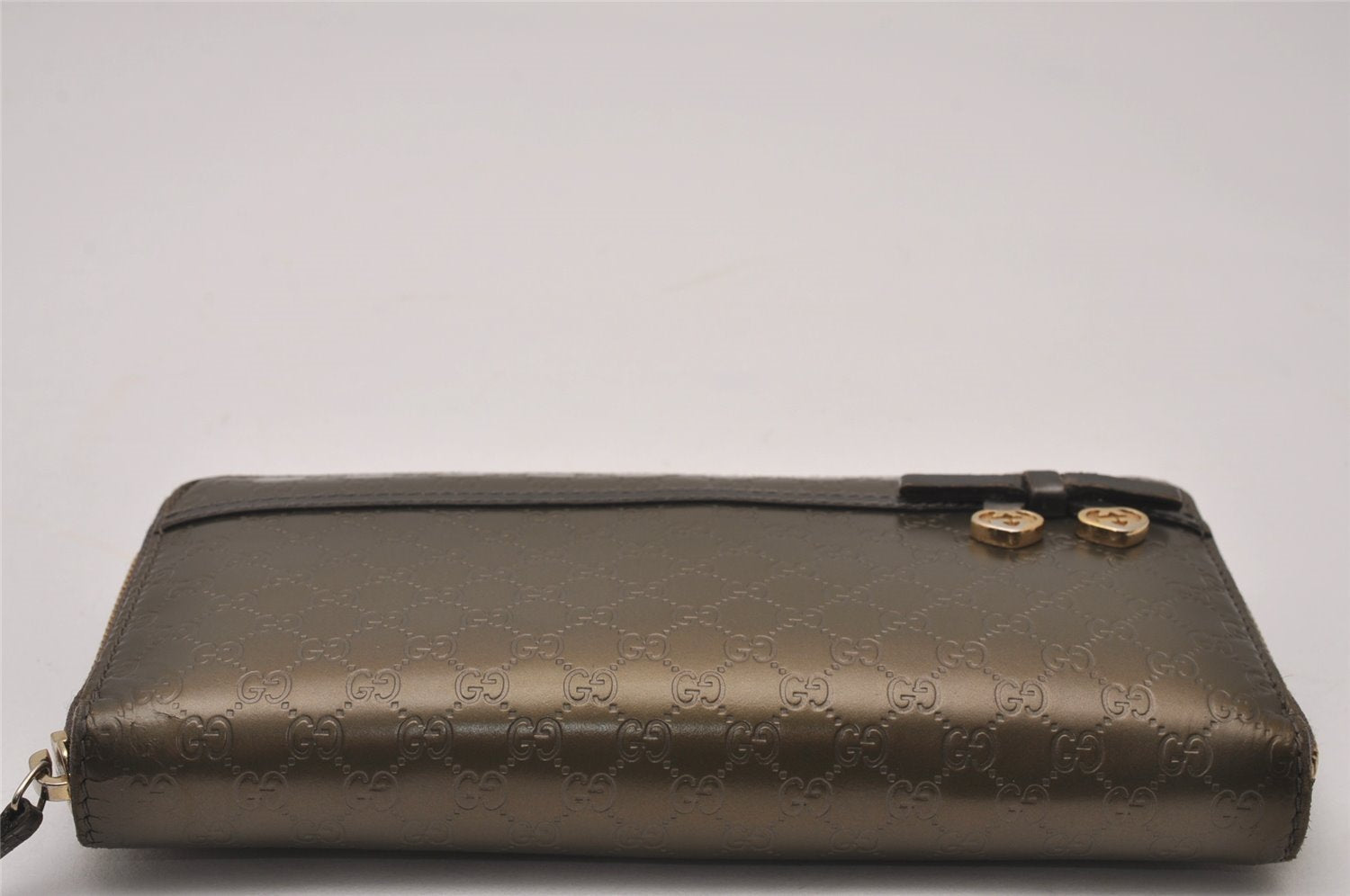 Authentic GUCCI Micro Guccissima Leather Long Wallet 258406 Khaki Green 9563I