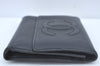 Authentic CHANEL Caviar Skin Vintage CoCo Mark Trifold Wallet Purse Black 9565I