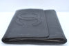 Authentic CHANEL Caviar Skin Vintage CoCo Mark Trifold Wallet Purse Black 9565I