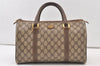 Authentic GUCCI Vintage Hand Boston Bag GG PVC Leather Brown 9568J