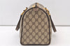 Authentic GUCCI Vintage Hand Boston Bag GG PVC Leather Brown 9568J