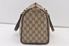 Authentic GUCCI Vintage Hand Boston Bag GG PVC Leather Brown 9568J