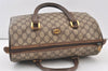Authentic GUCCI Vintage Hand Boston Bag GG PVC Leather Brown 9568J