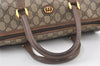 Authentic GUCCI Vintage Hand Boston Bag GG PVC Leather Brown 9568J