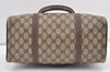 Authentic GUCCI Vintage Hand Boston Bag GG PVC Leather Brown 9568J