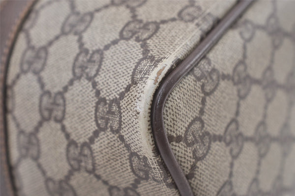 Authentic GUCCI Vintage Hand Boston Bag GG PVC Leather Brown 9568J