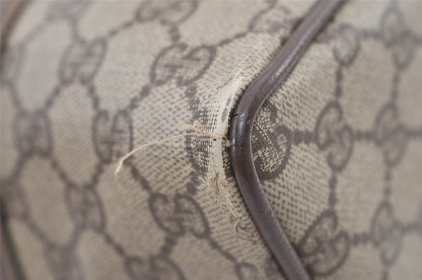 Authentic GUCCI Vintage Hand Boston Bag GG PVC Leather Brown 9568J