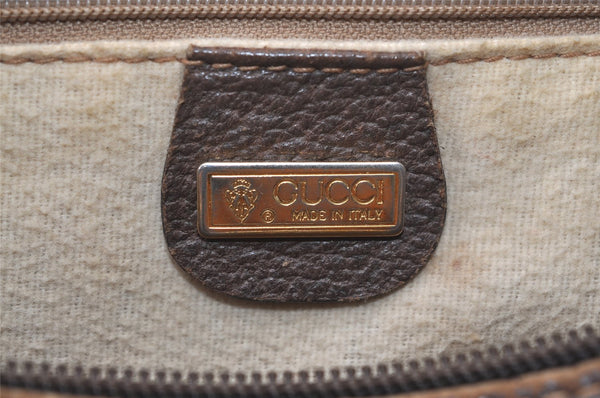 Authentic GUCCI Vintage Hand Boston Bag GG PVC Leather Brown 9568J