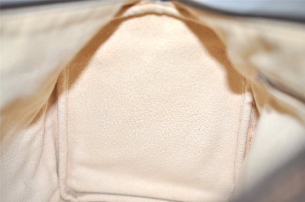 Authentic GUCCI Vintage Hand Boston Bag GG PVC Leather Brown 9568J