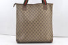 Authentic GUCCI Web Sherry Line Shoulder Tote Bag GG PVC Leather Brown 9570J