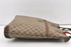 Authentic GUCCI Web Sherry Line Shoulder Tote Bag GG PVC Leather Brown 9570J