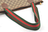 Authentic GUCCI Web Sherry Line Shoulder Tote Bag GG PVC Leather Brown 9570J