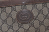 Authentic GUCCI Web Sherry Line Shoulder Tote Bag GG PVC Leather Brown 9570J