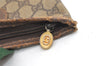 Authentic GUCCI Web Sherry Line Shoulder Tote Bag GG PVC Leather Brown 9570J