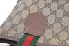 Authentic GUCCI Web Sherry Line Shoulder Tote Bag GG PVC Leather Brown 9570J