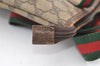 Authentic GUCCI Web Sherry Line Shoulder Tote Bag GG PVC Leather Brown 9570J