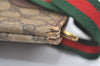 Authentic GUCCI Web Sherry Line Shoulder Tote Bag GG PVC Leather Brown 9570J