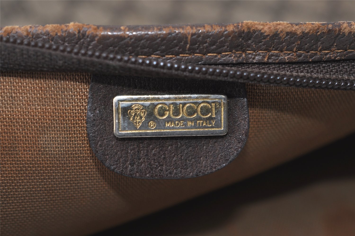 Authentic GUCCI Web Sherry Line Shoulder Tote Bag GG PVC Leather Brown 9570J