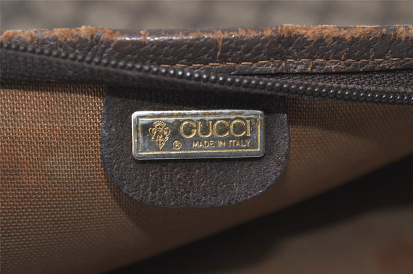 Authentic GUCCI Web Sherry Line Shoulder Tote Bag GG PVC Leather Brown 9570J