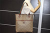 Authentic GUCCI Web Sherry Line Shoulder Tote Bag GG PVC Leather Brown 9570J