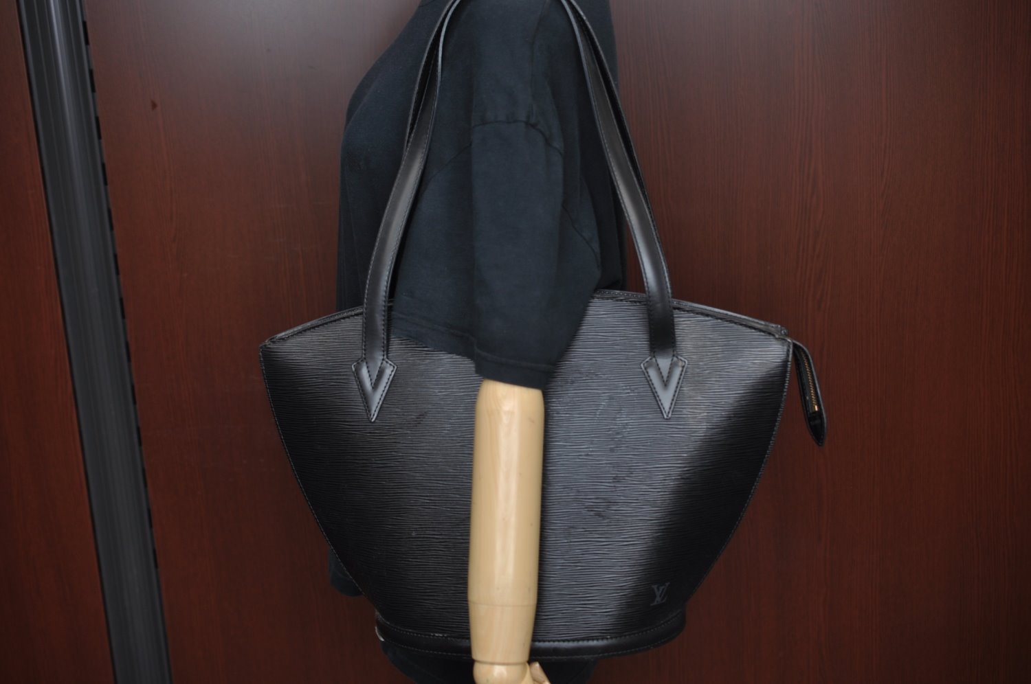 Auth Louis Vuitton Epi Saint Jacques Shopping Shoulder Bag Black M52262 LV 9571I