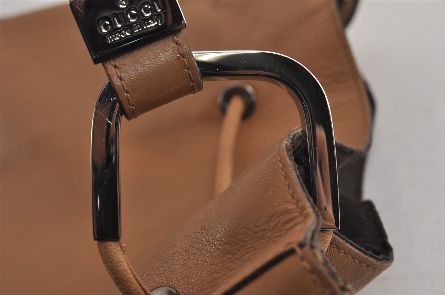 Authentic GUCCI Vintage Shoulder Hand Bag Purse Leather 0013748 Brown 9571J