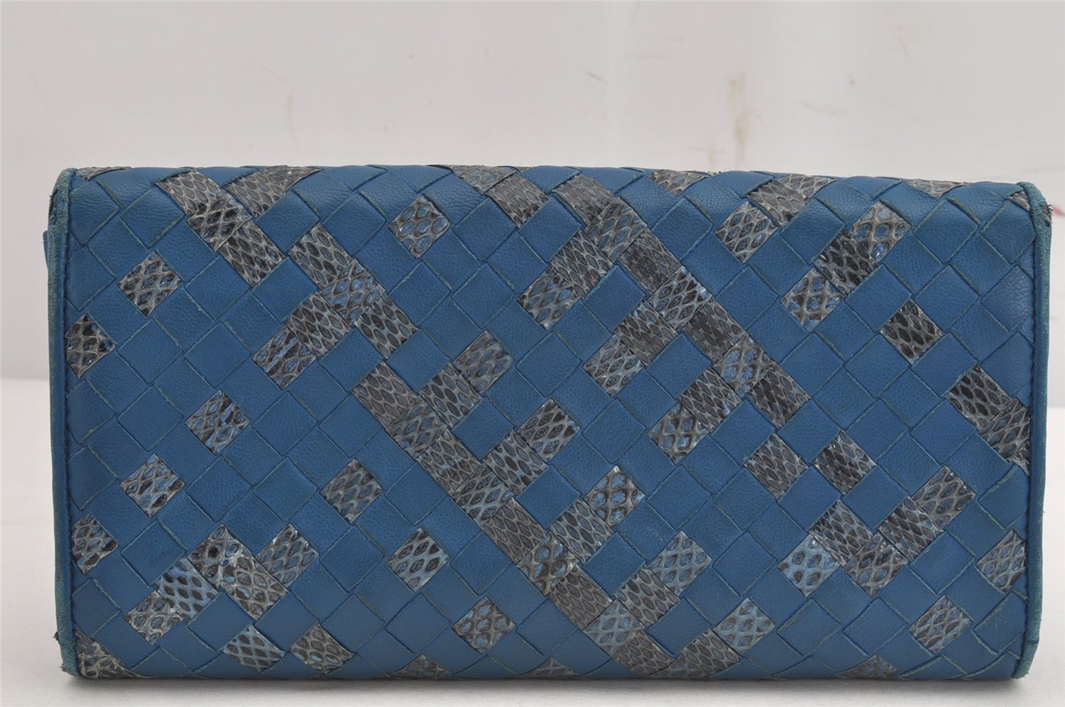 Authentic BOTTEGA VENETA Intrecciato Leather Long Wallet Purse Blue 9572J