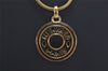 Authentic HERMES Bijouterie Fantaisie Sellier Coin Pendant Necklace Gold 9573J