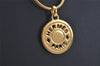 Authentic HERMES Bijouterie Fantaisie Sellier Coin Pendant Necklace Gold 9573J