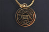 Authentic HERMES Bijouterie Fantaisie Sellier Coin Pendant Necklace Gold 9573J